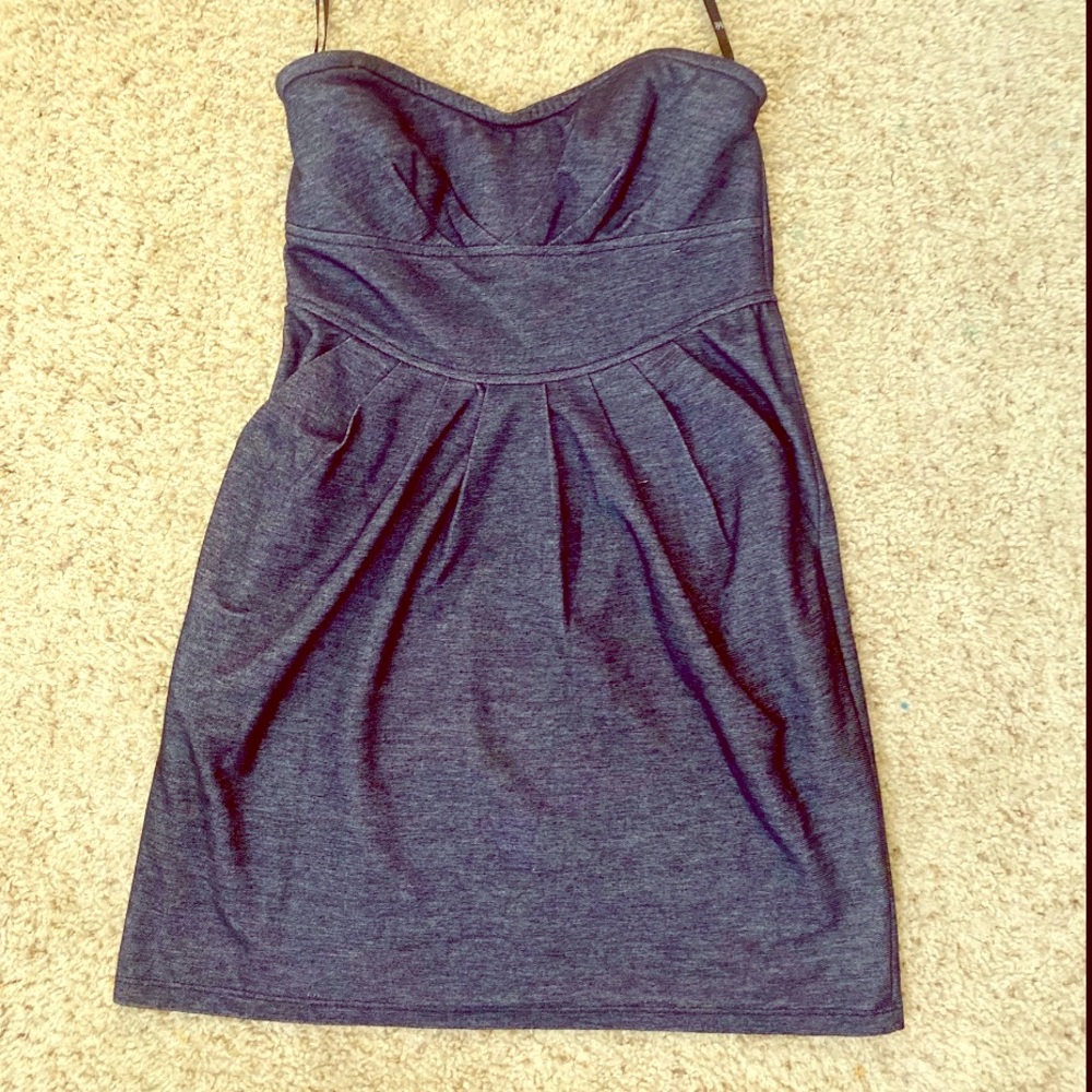 Stretchy Denim Chambray Strapless Tube Top Dress M